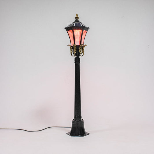 vintage ribbed glass led solar pathway light light on white background 2