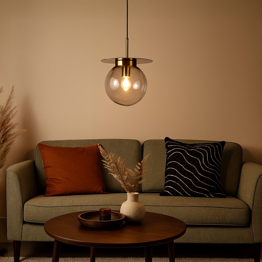 Luxury smoked glass pendant hanging light adding style and elegance to living areas for modern interior lighting decor.