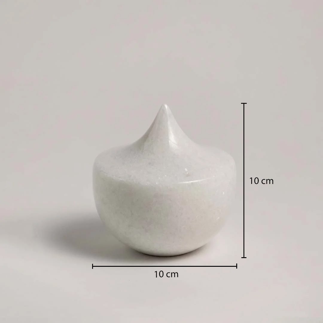 Ceramic decor item shown with dimensions