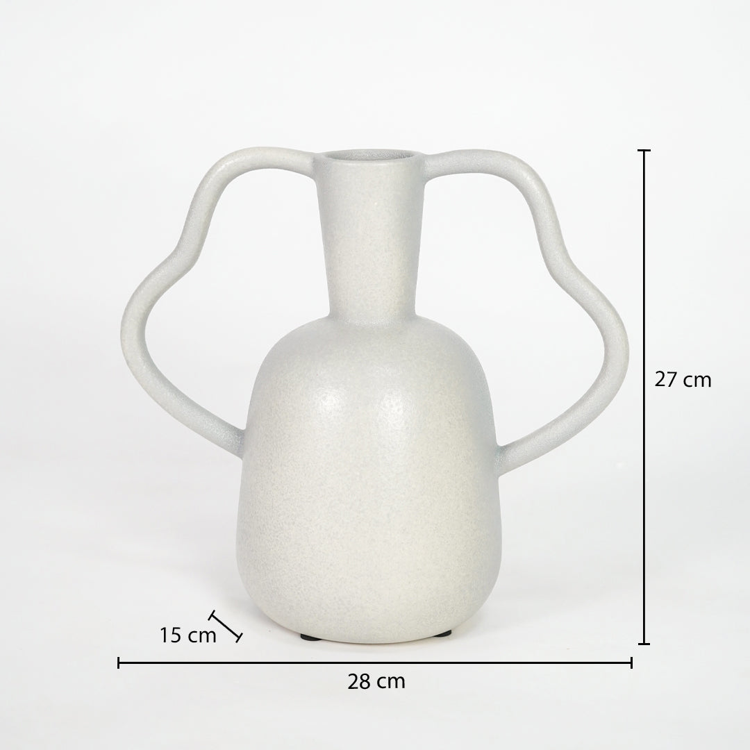 Wavy Double-Handle Sculptural Ceramic Vase