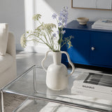 Wavy Double-Handle Sculptural Ceramic Vase