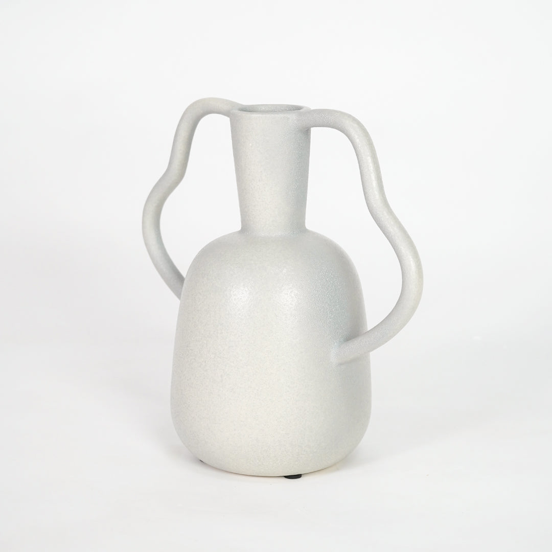 Wavy Double-Handle Sculptural Ceramic Vase