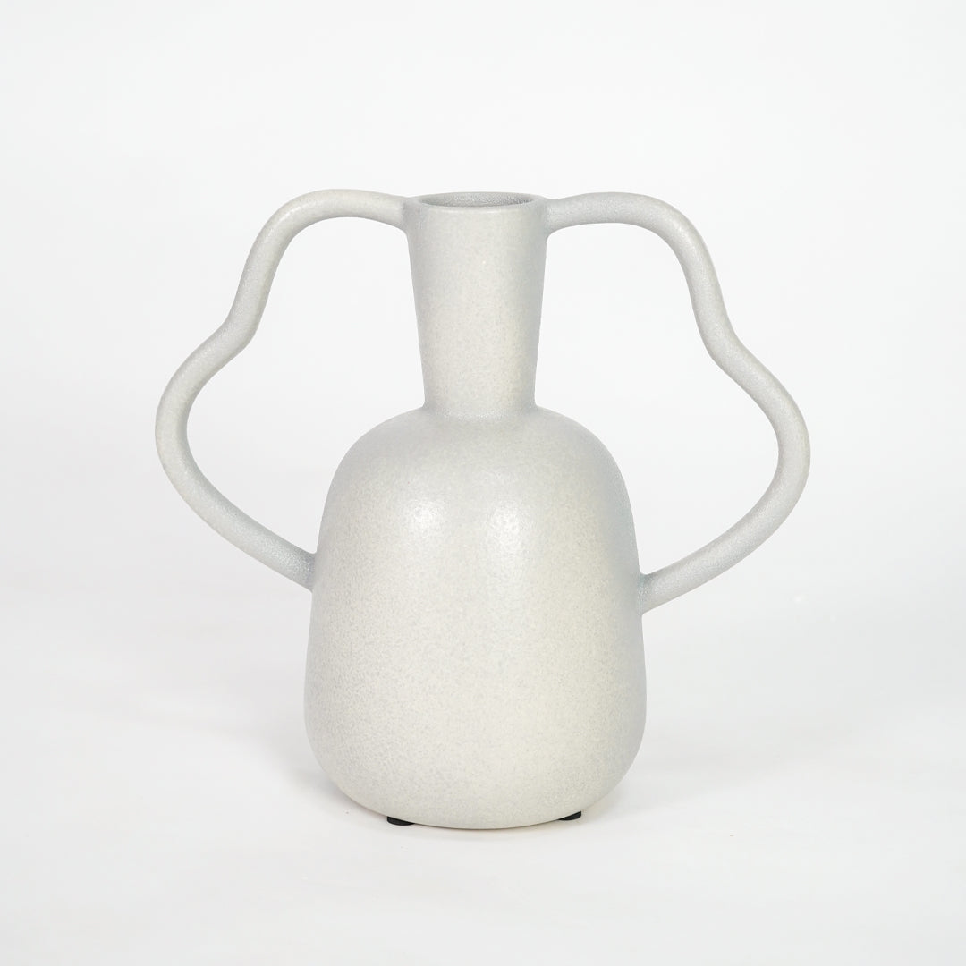 Wavy Double-Handle Sculptural Ceramic Vase