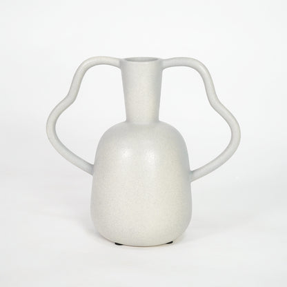 Wavy Double-Handle Sculptural Ceramic Vase