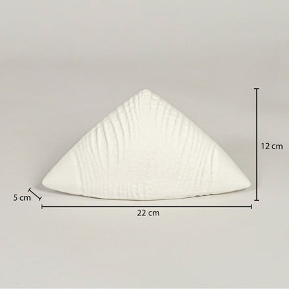 White ceramic decorative sculpture size 22 cm width 12 cm height 5 cm depth shown on dimension reference image.