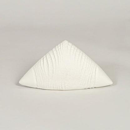 White ceramic abstract decor sculpture with smooth matte texture designed for table shelf or console placement.