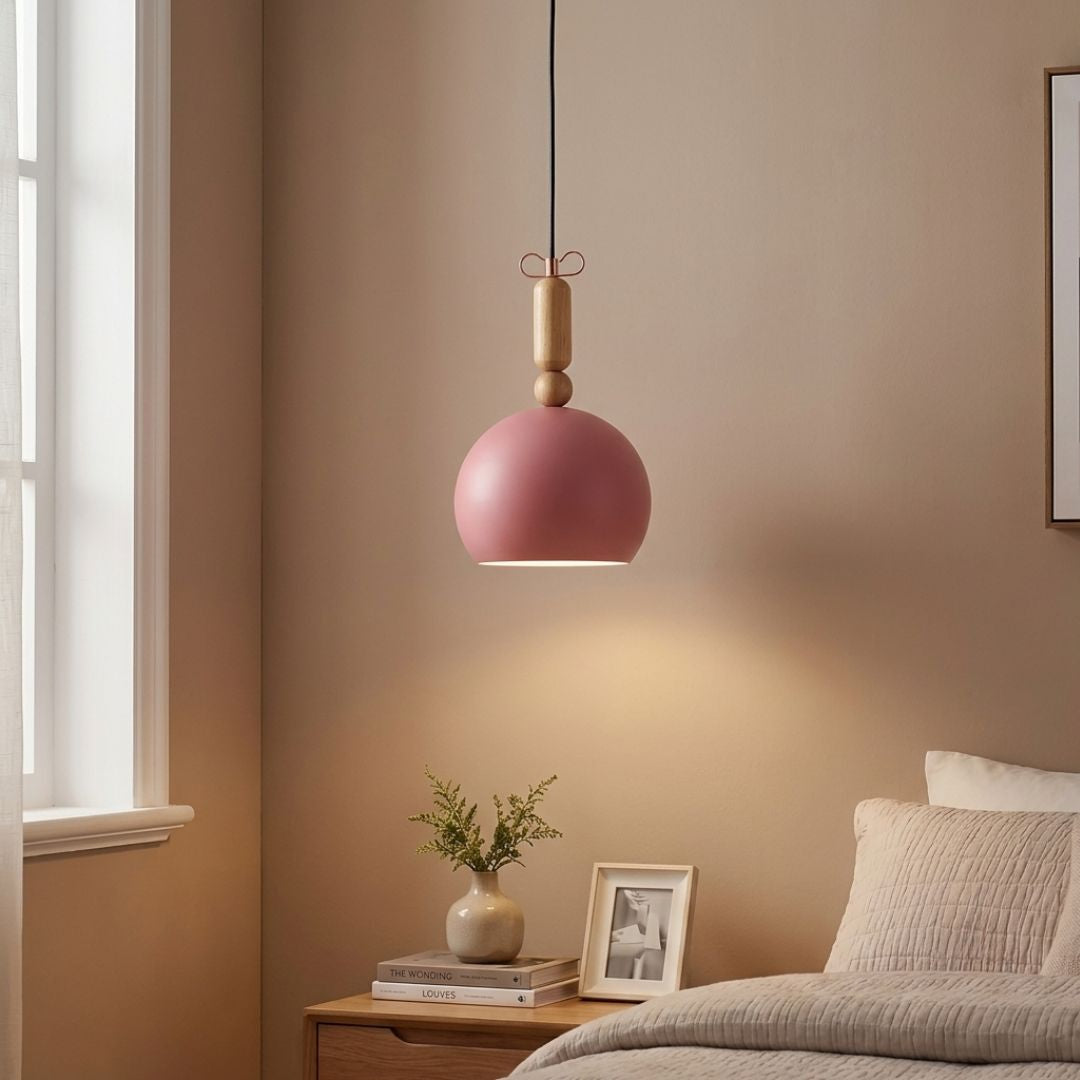 Wood Hanging Light - Pink