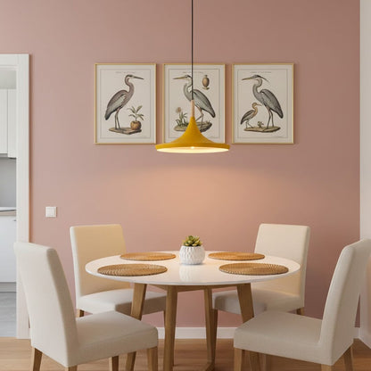 wood tip pendant lamp round yellow main lifestyle