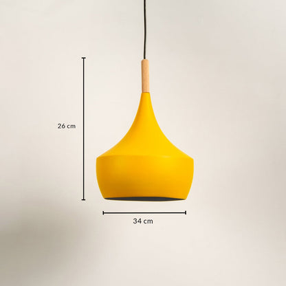 Wood Tip Pendant Lamp - Dome & Yellow Dimensions