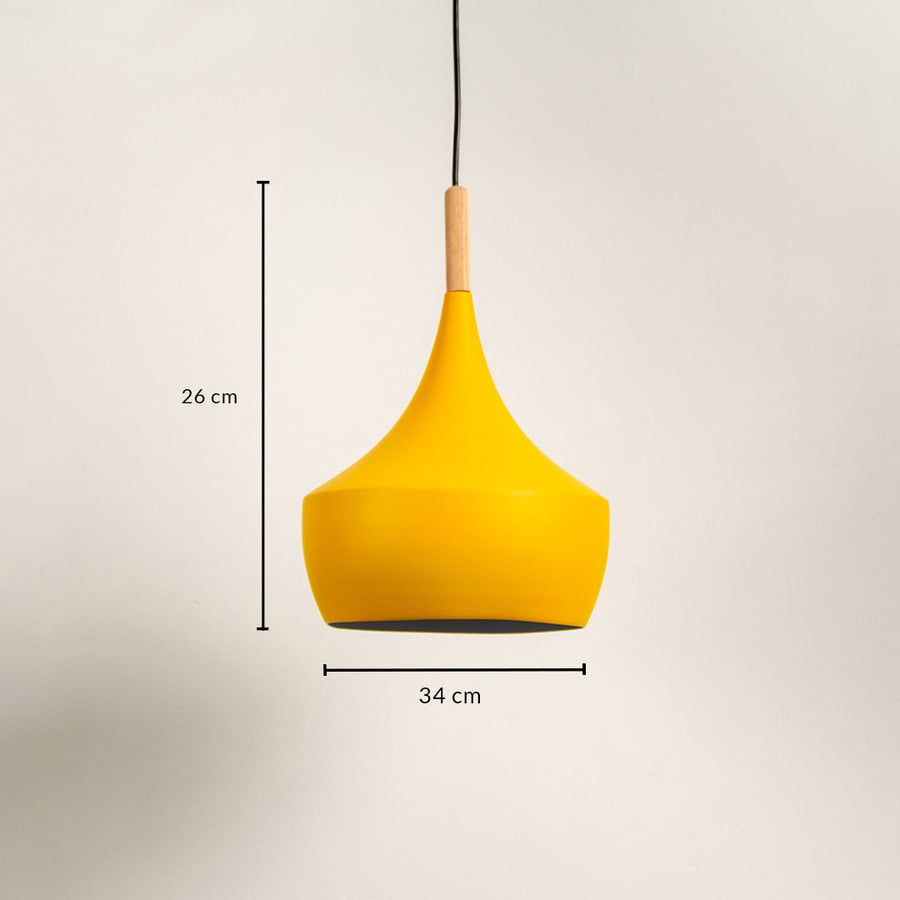 Wood Tip Pendant Lamp - Dome & Yellow Dimensions