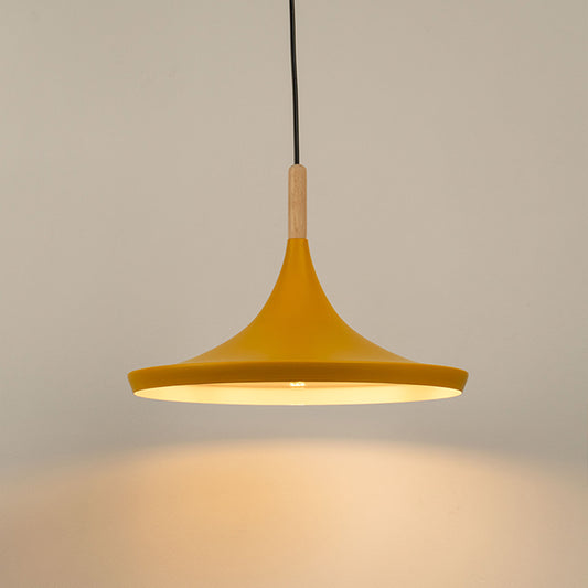 Wood Tip Pendant Lamp - Round & Yellow