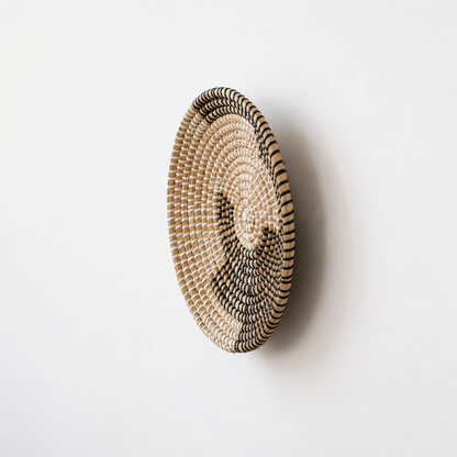 Yoshi Handwoven Sabai Grass Hanging Wall Basket - Black & Beige