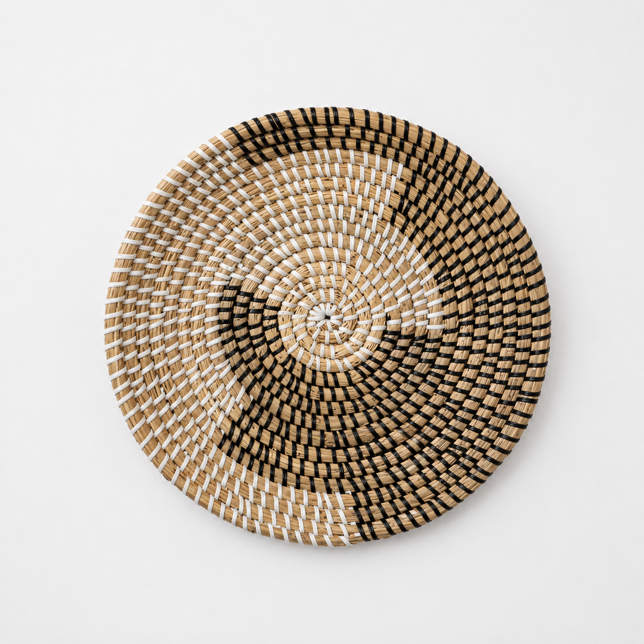 Yoshi Handwoven Sabai Grass Hanging Wall Basket - Black & Beige