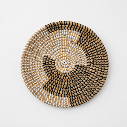 Yoshi Handwoven Sabai Grass Hanging Wall Basket - Black & Beige