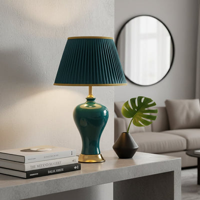 Zeleno Ceramic Table Lamp with Green Shade