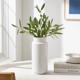 Zena Ribbed-Neck Ceramic Vase - White