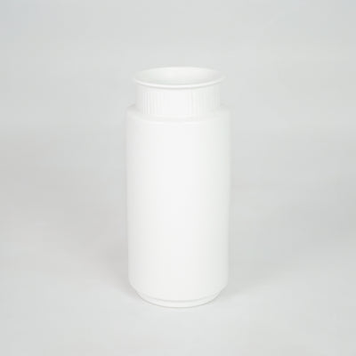 Zena Contemporary Ribbed-Neck Ceramic Vase - White