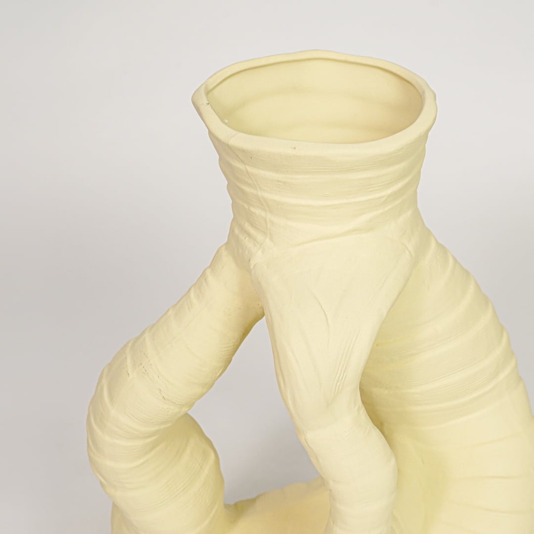zhu coiled ceramic vase yellow closeup