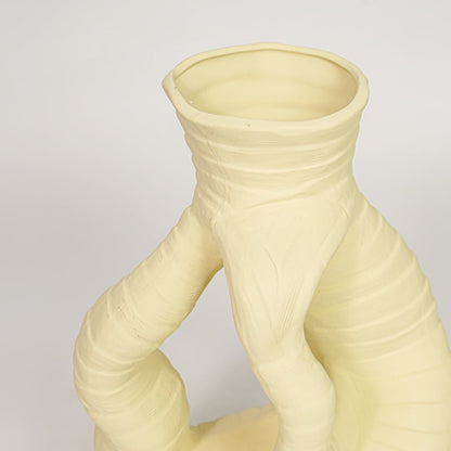 zhu coiled ceramic vase yellow closeup