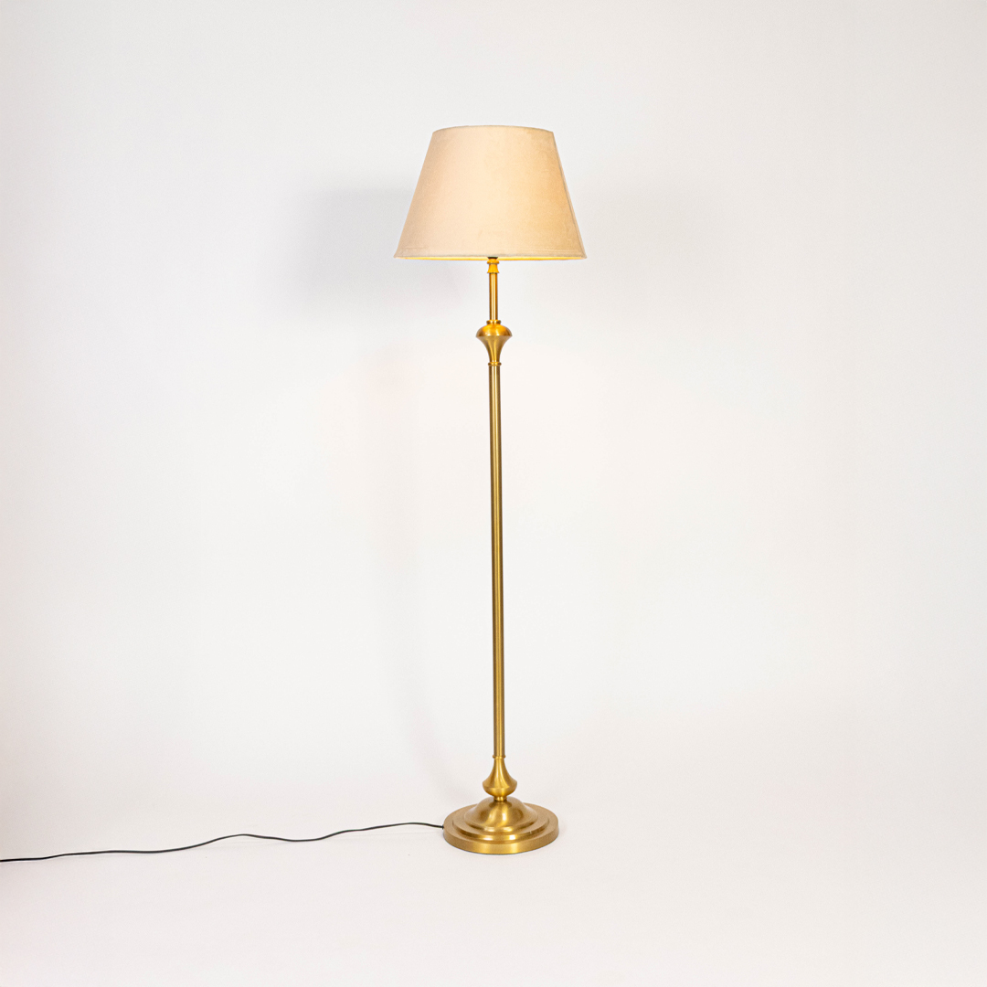 Verto Gold Floor Lamp with Suede Shade Gold