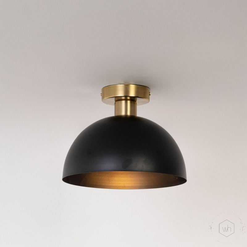 Modern Brushed Gold Semi Flush Mount Ceiling Light Black