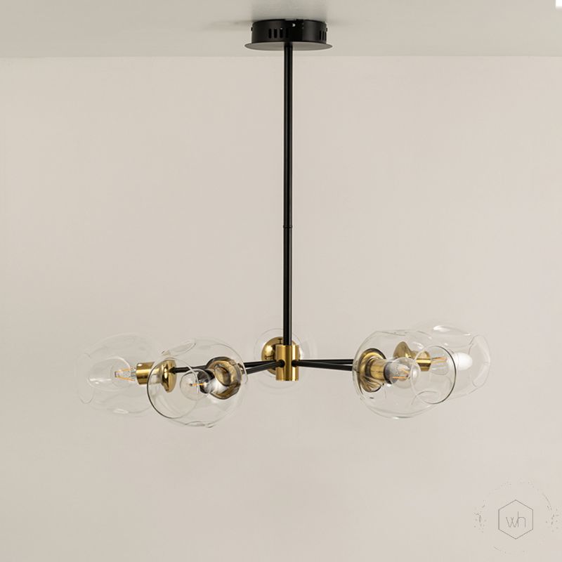 Flannel 5 Linear Chandelier - TransparentLight Off White Background