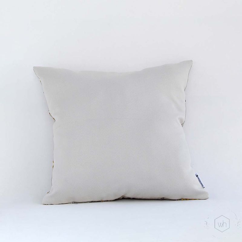 Fern Designer Multicolored Embroidered Cotton Cushion Cover Back Side