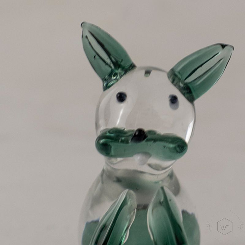 Crystal Glass Cute Lying Cat Blue Closeup