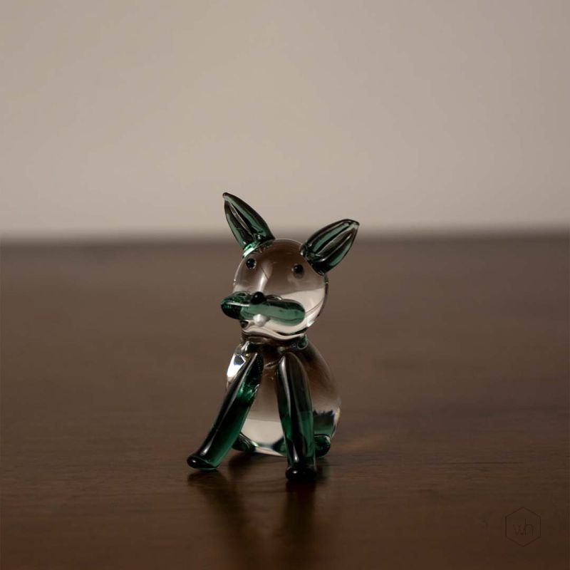 Crystal Glass Cute Lying Cat Blue White Background 1