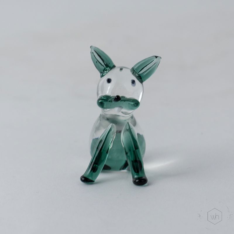 Crystal Glass Cute Lying Cat Blue White Background