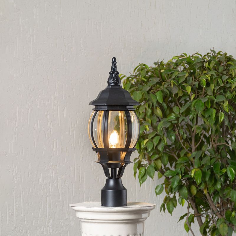 Pumpkin Outdoor Gate Light - Small Light On With Pillar