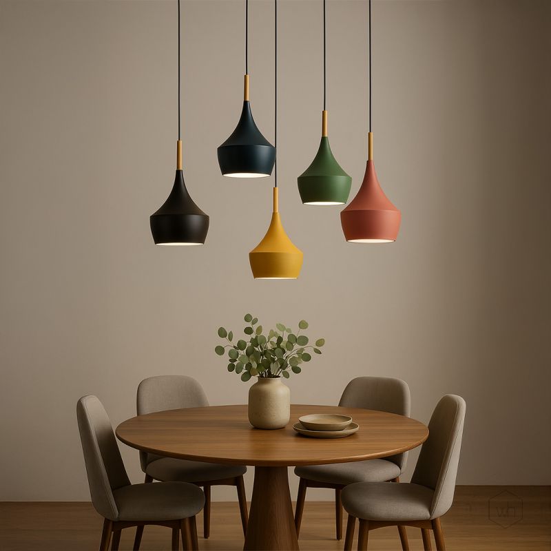 Wood Tip Pendant Lamp Dome Green Main Lifestyle