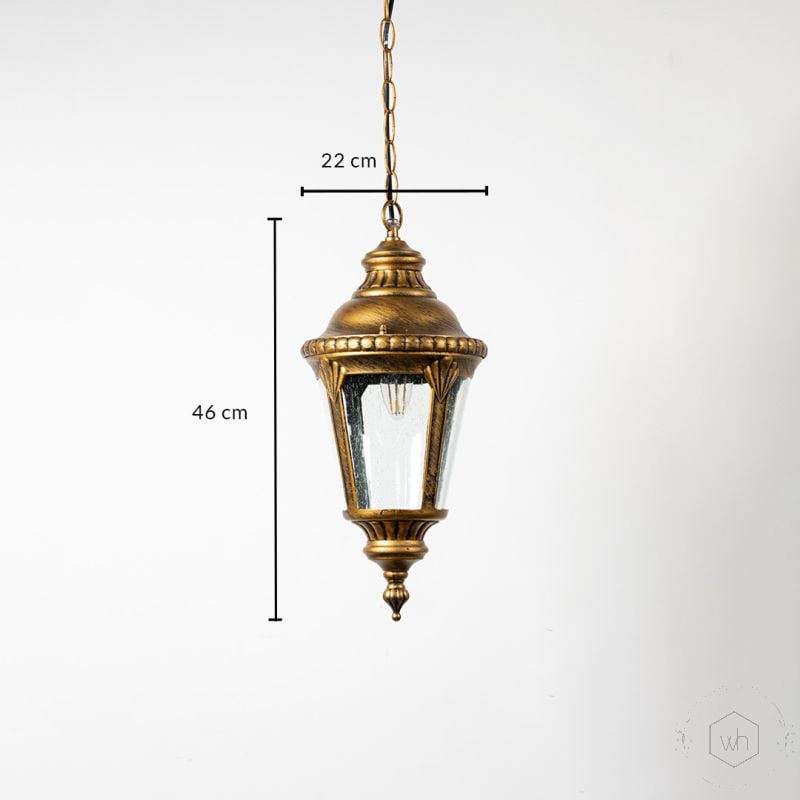 Traditional Outdoor Hanging Lamp Gold Dimensions