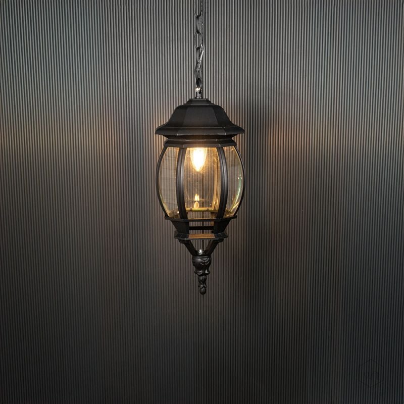 Pumpkin Outdoor Pendant Light - Large Light On Black Background