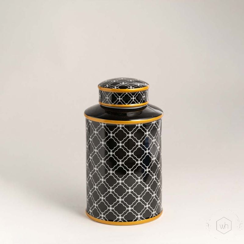 Black Luxe Ceramic Jar Small White Background