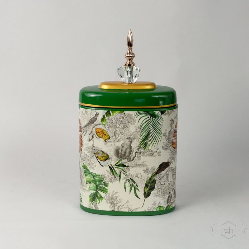 Tropical Leaves Jar - Medium White Background