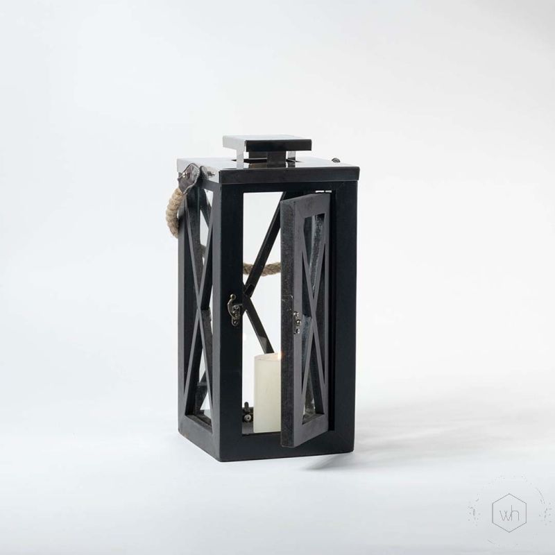 Kosipo Wooden Lantern Medium Light On White Background-1