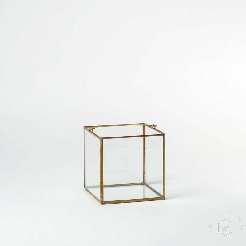 De Flores Modern Square Glass Candle Holder - Small White Background