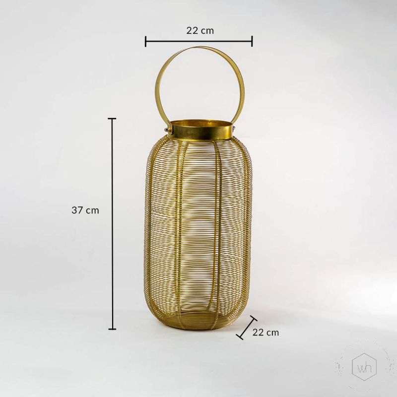 Gold Constellation Stainless Steel Wired Tealight Lantern Medium Dimensions