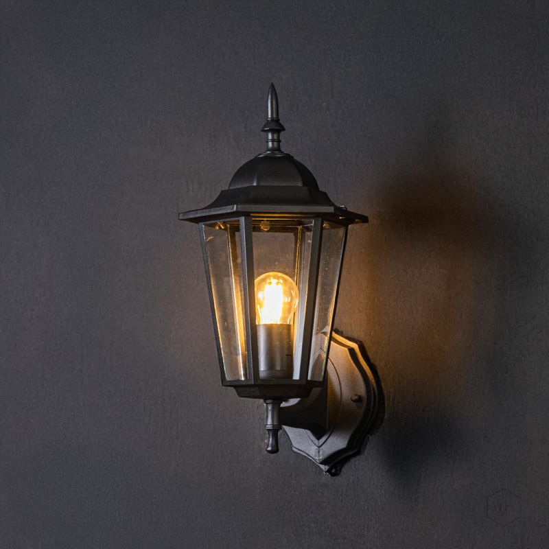 retro outdoor wall light small light on black background