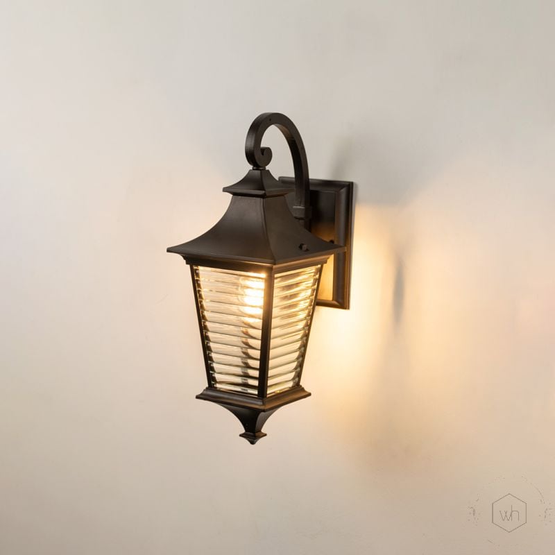 Bungalow Outdoor Wall Light Dark Brown Light On White Background