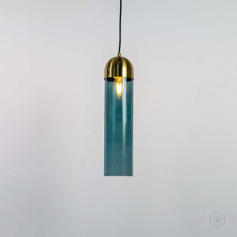 Modern Glass Tube Pendant Light Light On White Background