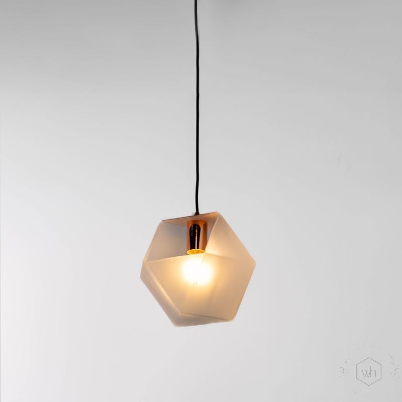 Modern Diamond Crystal Glass Pendant Lamp Light On White Background