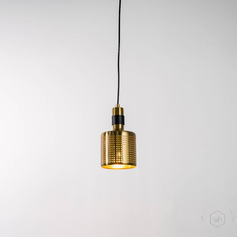 Gleam Lite Gold Metal Hanging Pendant Light Light On White Background
