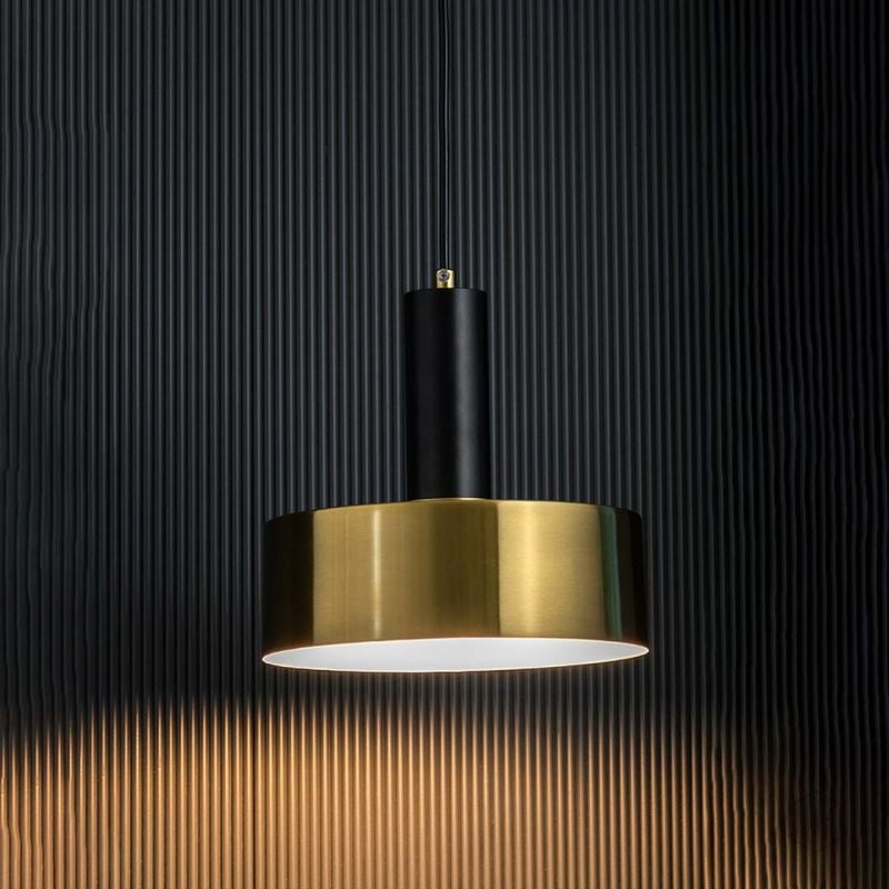Dazzle Bright Black   Gold Metal Hanging Lamp Light On Black Background