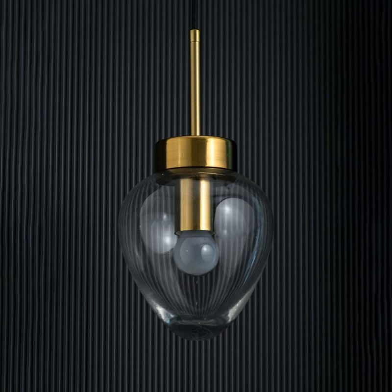 Opulent Shine Glass Hanging Pendant Lamp Light Off Black Background