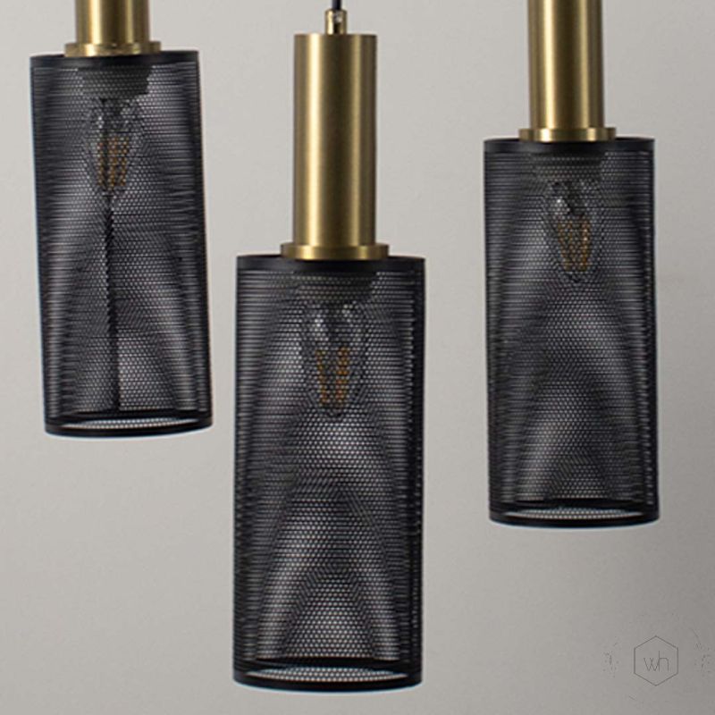 Black Cluster Metal Hanging Pendant Light Closeup