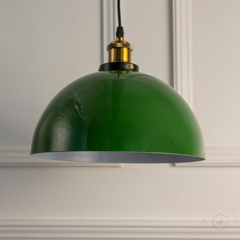 Vintage Dome Shade Pendant Lighting Light Off White Background