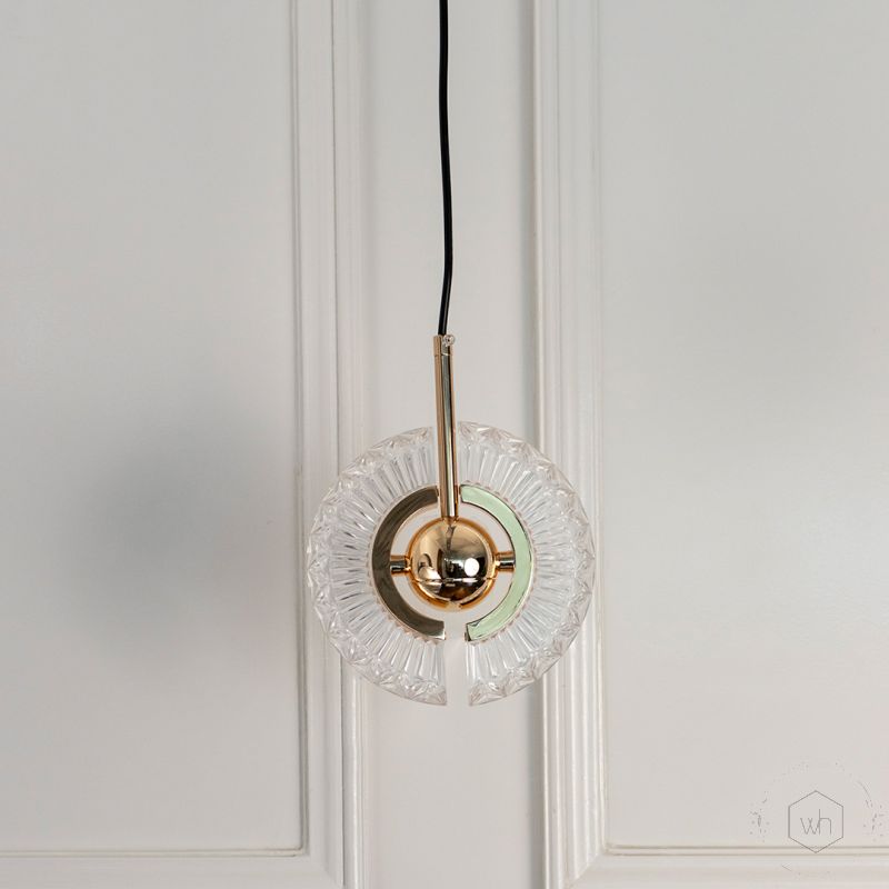 Wing Golden Glass Pendant Light Light Off White Background