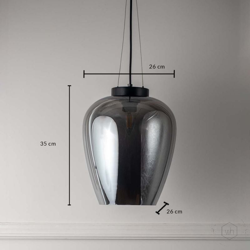 Elian Glass Pendant Lamp Black Dimensions